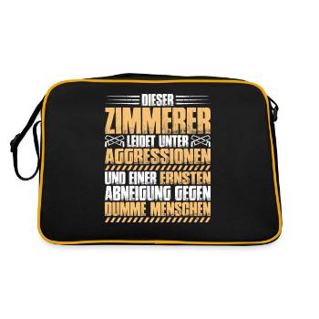 Zimmerer Zimmermann Zimmerei Carpenter Carpentry - Retro Tasche - Schwarz/Gold - Hinten