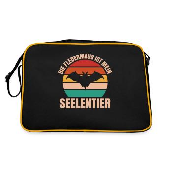 Fledermaus Fledermäuse Bat Bats Fledertier - Retro Tasche - Schwarz/Gold - Hinten