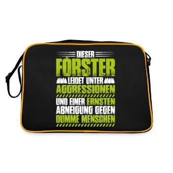 Förster Forstwirtschaft Forester Waldarbeiter Wald - Retro Tasche - Schwarz/Gold - Hinten