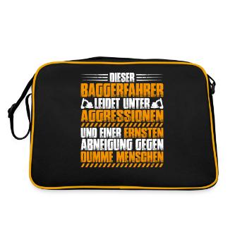 Baggerfahrer Baggerführer Heavy Equipment Operator - Retro Tasche - Schwarz/Gold - Hinten