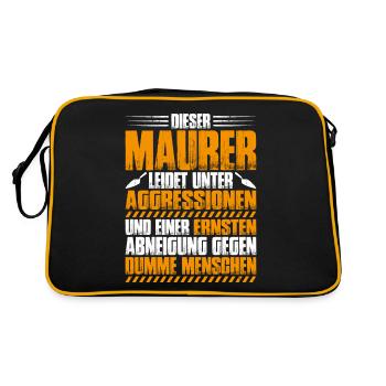 Maurer Maurermeister Mauerwerk Bricklayer Mason - Retro Tasche - Schwarz/Gold - Hinten