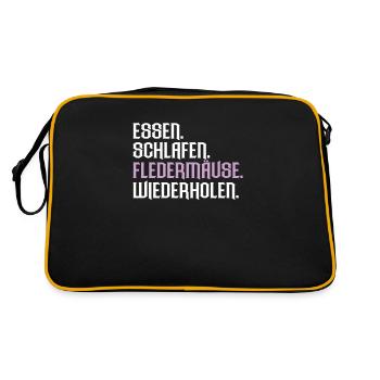 Fledermaus Fledermäuse Bat Bats Fledertier - Retro Tasche - Schwarz/Gold - Hinten