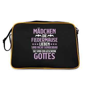 Fledermaus Fledermäuse Bat Bats Fledertier - Retro Tasche - Schwarz/Gold - Hinten