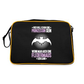 Fledermaus Fledermäuse Bat Bats Fledertier - Retro Tasche - Schwarz/Gold - Hinten
