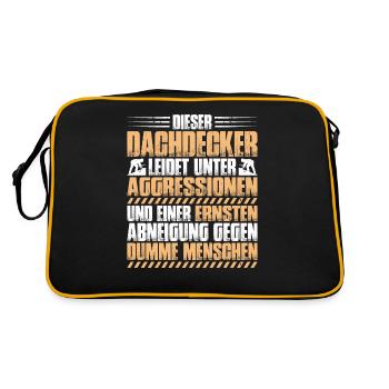 Dachdecker Dachdeckerei Dachdecken Roofer Roofing - Retro Tasche - Schwarz/Gold - Hinten
