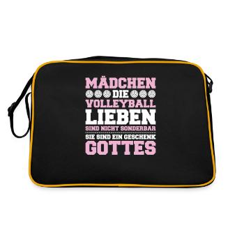 Volleyball Volleyballer Volleyballerin Volley - Retro Tasche - Schwarz/Gold - Hinten