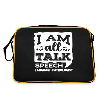 Sprachpathologie, Sprachpathologe - Retro Tasche - Schwarz/Gold - Hinten