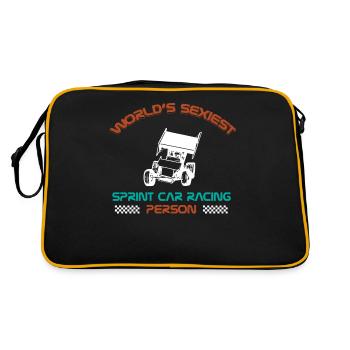 Sprint car races, sprint cars, dirt track races - Retro Bag - black/gold - Back