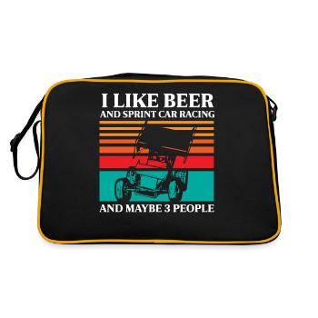 Sprint car races, sprint cars, dirt track races - Retro Bag - black/gold - Back