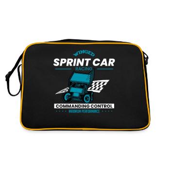 Sprint car races, sprint cars, dirt track races - Retro Bag - black/gold - Back