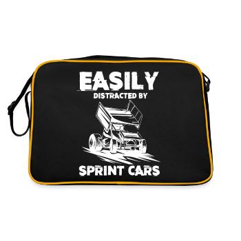 Sprint car races, sprint cars, dirt track races - Retro Bag - black/gold - Back