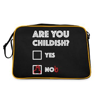 Bist du kindisch | lustige Sprüche - Retro Tasche - Schwarz/Gold - Hinten