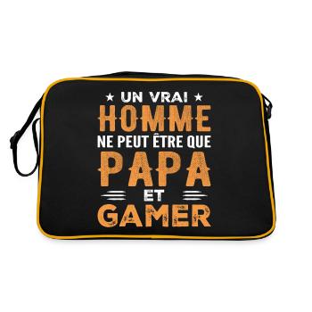 Un Vrai Homme N'est Que Papa et Gamer - Sac Retro - noir/or - Dos
