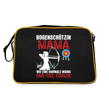 Bogenschützin Mama Bogenschießen Geschenk Mutter - Retro Tasche - Schwarz/Gold - Hinten