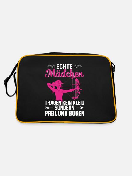 Bogenschützin Bogenschießen Frauen - Retro Tasche - Schwarz/Gold - Hinten