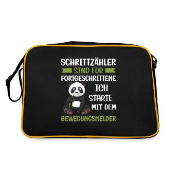 Schrittzähler sind für Fortgeschrittene Panda Bär - Retro Tasche - Schwarz/Gold - Hinten