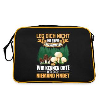 Leg dich nicht mit einem Pilzsammler an - Retro Tasche - Schwarz/Gold - Hinten
