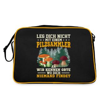 Leg dich nicht mit einem Pilzsammler an - Retro Tasche - Schwarz/Gold - Hinten