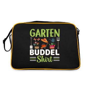 Garten buddel Shirt Gärtner Gärtnerin - Retro Tasche - Schwarz/Gold - Hinten