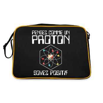 Pensez comme un proton soyez positif - Sac Retro - noir/or - Dos