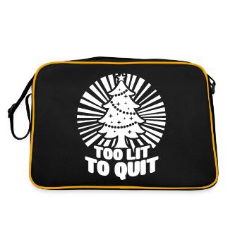 Christmas Tree Too Lit To Quit Funny Xmas Gift - Retro Bag - black/gold - Back