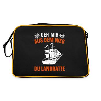 Geh mir aus dem Weg du Landratte Seefahrer - Retro Tasche - Schwarz/Gold - Hinten