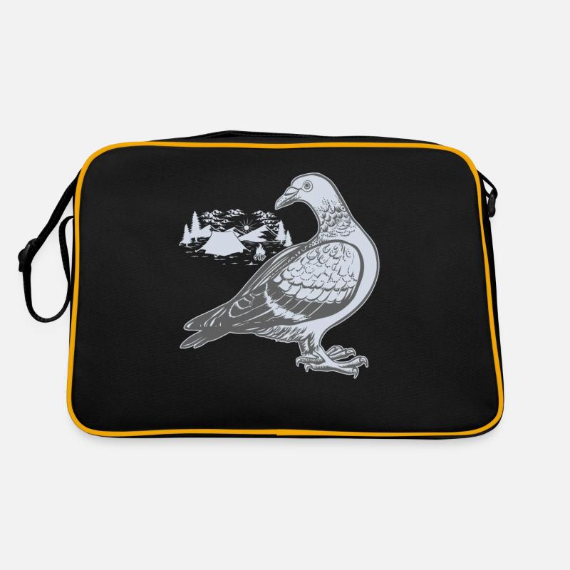 Taube Tauben Taubenzüchter - Retro Tasche - Schwarz/Gold