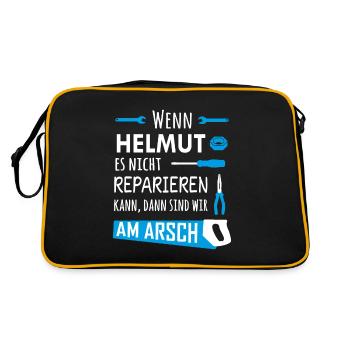 Lustiger Heimwerker und Handwerker Spruch Helmut - Retro Tasche - Schwarz/Gold - Hinten