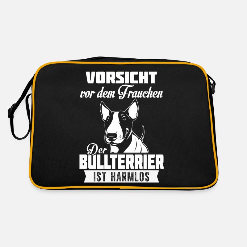 Der BULLTERRIER ist harmlos - Retro Tasche - Schwarz/Gold