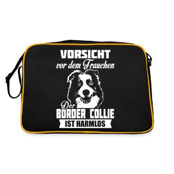 Border Collie - Retro Tasche - Schwarz/Gold - Hinten