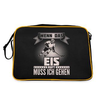 Eishockey - ruft mich - Retro Tasche - Schwarz/Gold - Hinten