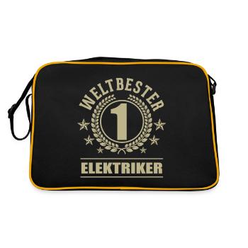 Weltbester Elektriker - Retro Tasche - Schwarz/Gold - Hinten