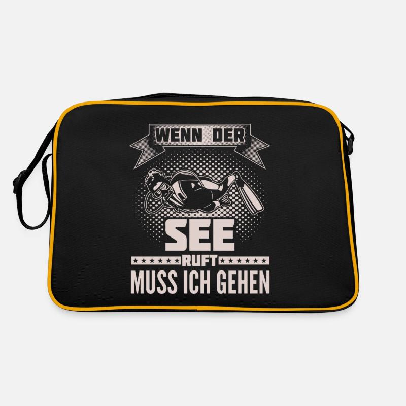 Tauchen - See ruft - Ich muss gehen - Retro Tasche - Schwarz/Gold