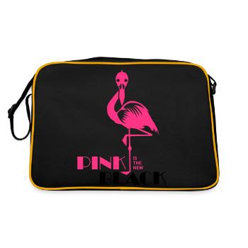 pink is the new black Flamingo rosa Vogel tropisch - Retro Tasche - Schwarz/Gold - Hinten