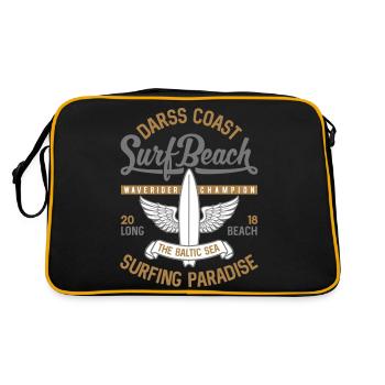 OSTSEE - Cooles Darss Surfer Geschenke Surf Shirts - Retro Tasche - Schwarz/Gold - Hinten