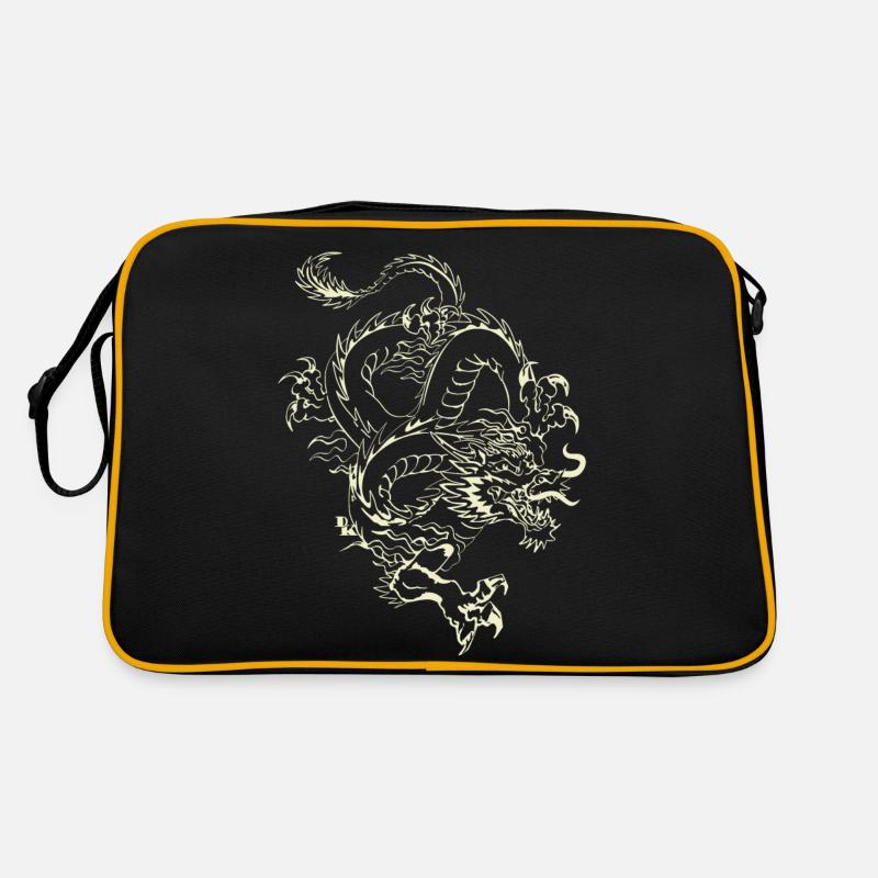 Chinesische Drachen 21 DK - Retro Tasche - Schwarz/Gold