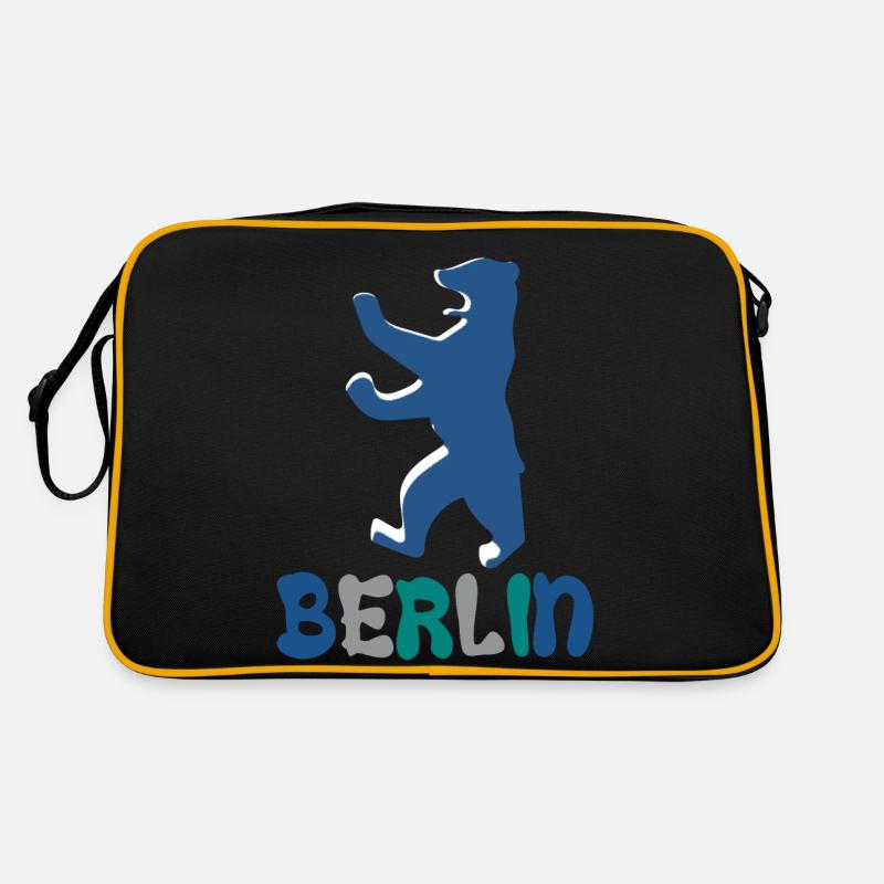 Berlin und Berliner Bär - Retro Tasche - Schwarz/Gold
