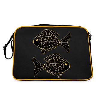 Fisch - Retro Tasche - Schwarz/Gold - Hinten