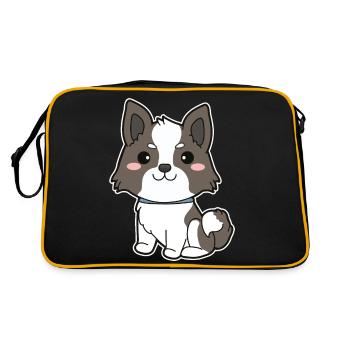 Border Collie - Retro Tasche - Schwarz/Gold - Hinten