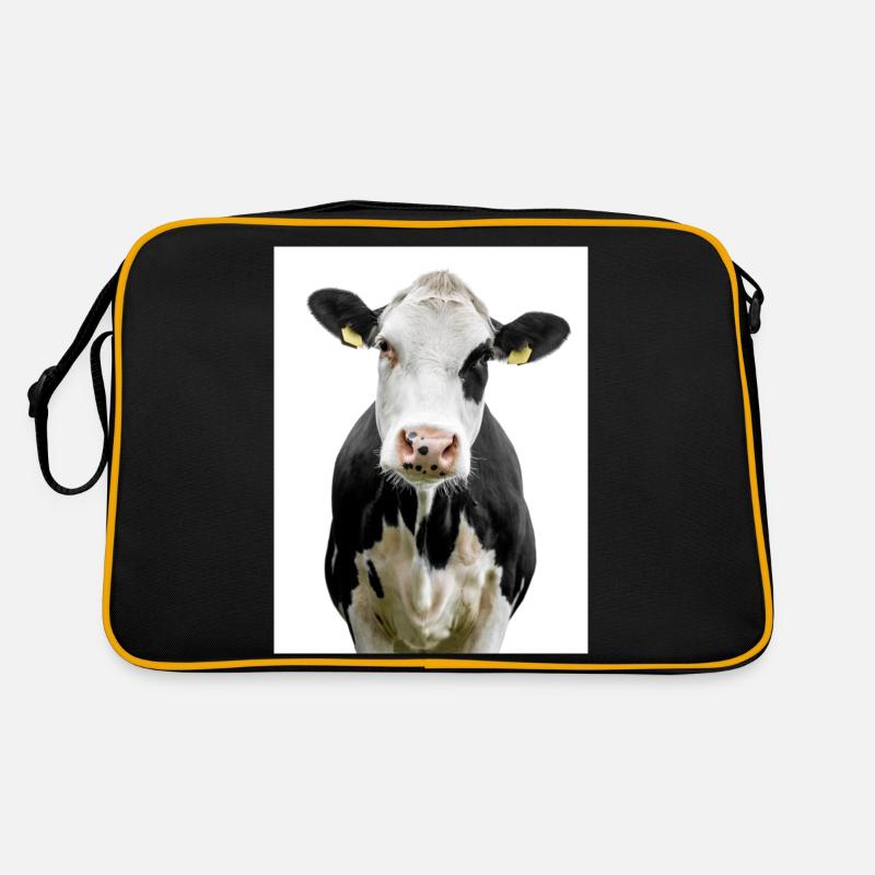 Cow. Kuh. koe. ko. vaca. ku. lehmä. vache Retro Tasche