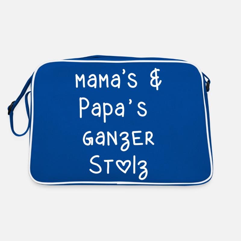 mama papa Eltern stolz Kinder babys Schrift Retro Tasche