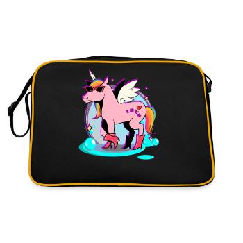 Cheval rose - Licorne - Sac Retro - noir/or - Dos
