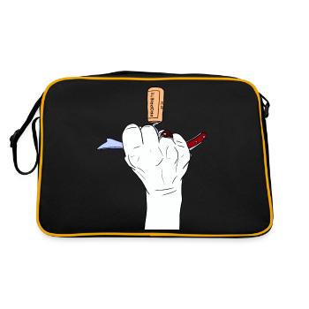 Bad girl white hand with corkscrew - Retro Bag - black/gold - Back
