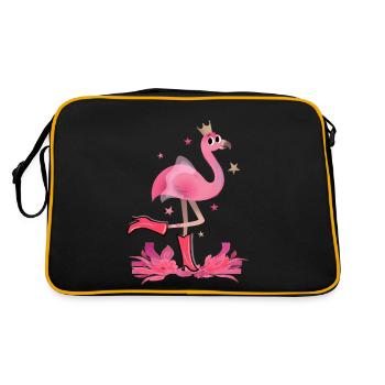 Flamingo Girl Cute - Retro Bag - black/gold - Back