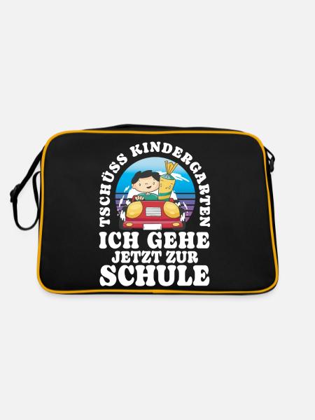 Einschulung Tschüss Kindergarten - Retro Tasche - Schwarz/Gold
