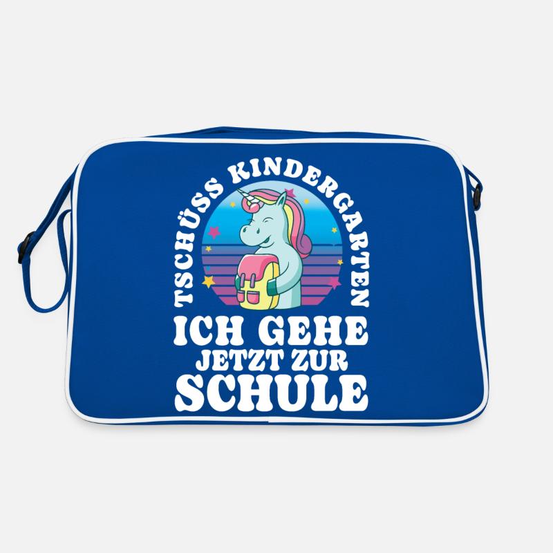 Einschulung Einhorn Tschüss Kindergarten Retro Tasche
