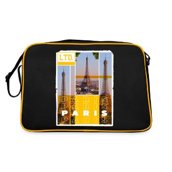 Paris France City Skyline Tour Eiffel Vacances - Sac Retro - noir/or - Dos