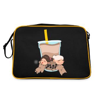 Deux Filles Avec Bubble Tea Mignon - Sac Retro - noir/or - Dos