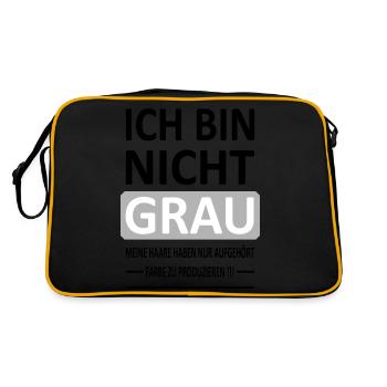 Ich bin Nicht GRAU - Version 1 - Retro Tasche - Schwarz/Gold - Hinten