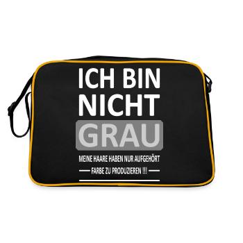 Ich bin Nicht GRAU - Version 2 - Retro Tasche - Schwarz/Gold - Hinten